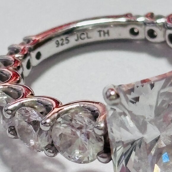 Platinum Clad® 925 Sterling Silver Cushion Cut CZ Engagement Ring Size 4 - Picture 11 of 14